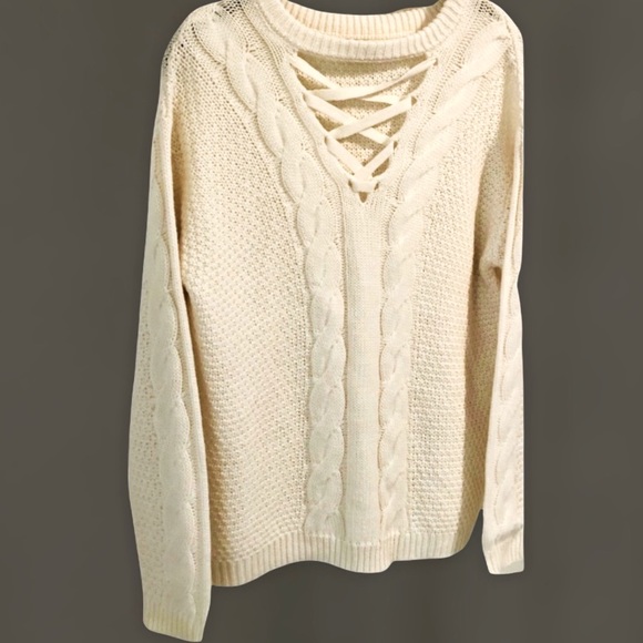 Charlotte Russe Sweaters - Cross Cross Cream Sweater - NWT.